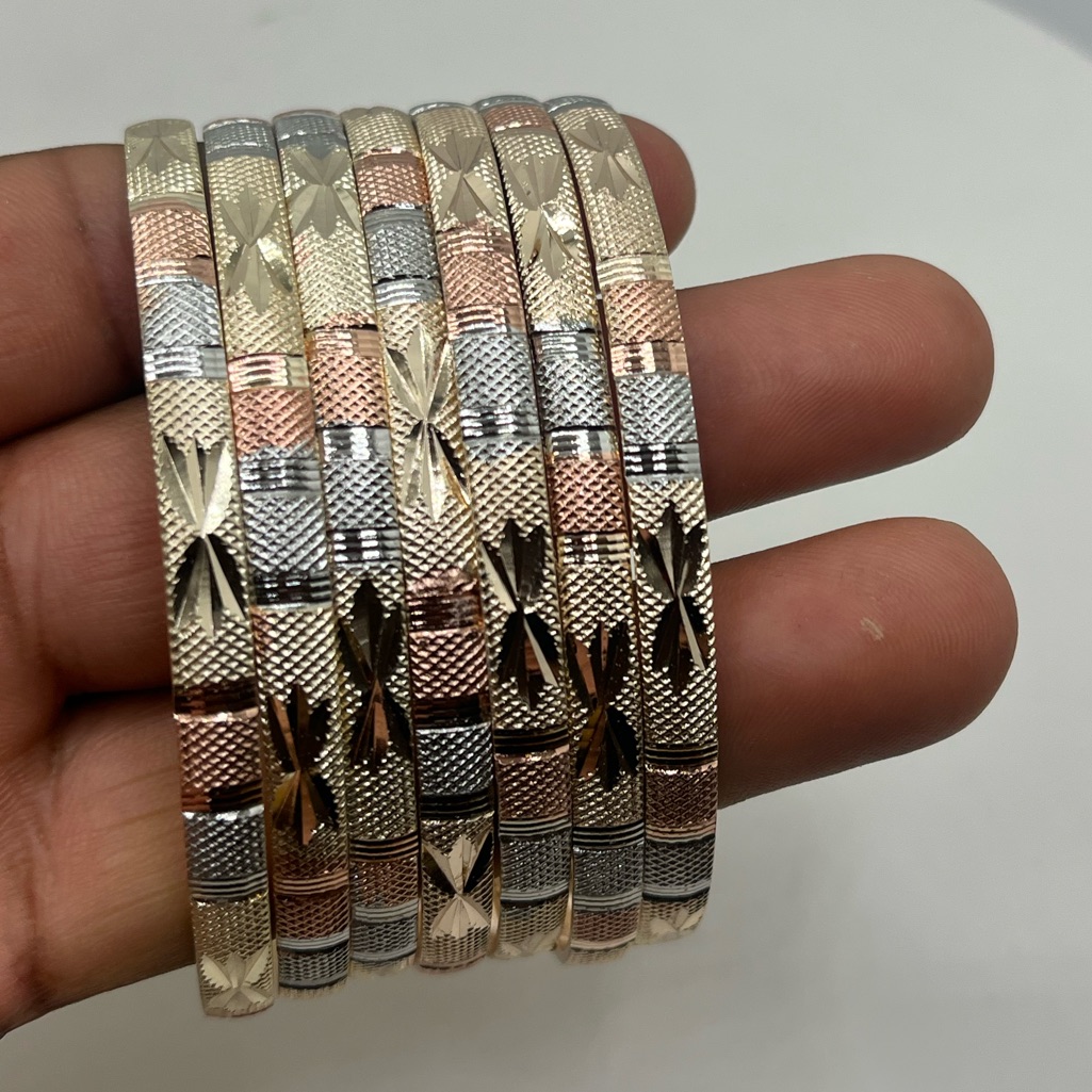 Gold Filled Chic Tri- Tones Semanario Bangles